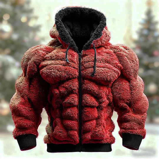 COZY PLUSH FULL ZIP MEN’S CHRISTMAS MUSCLE LINE HOODIE