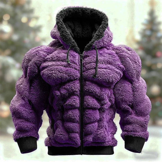 COZY PLUSH FULL ZIP MEN’S CHRISTMAS MUSCLE LINE HOODIE