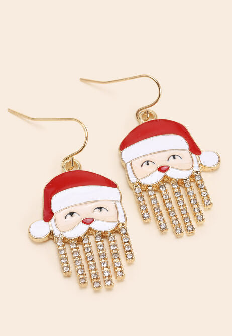 Womens Gold Santa Diamante Strand Earrings