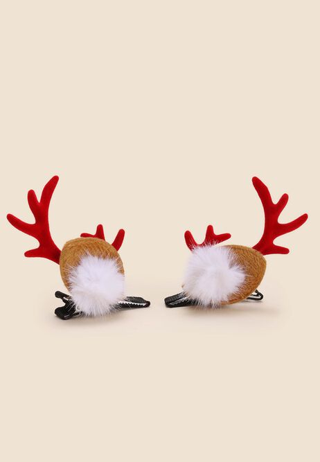 Womens Brown Christmas Reindeer Hair Clips