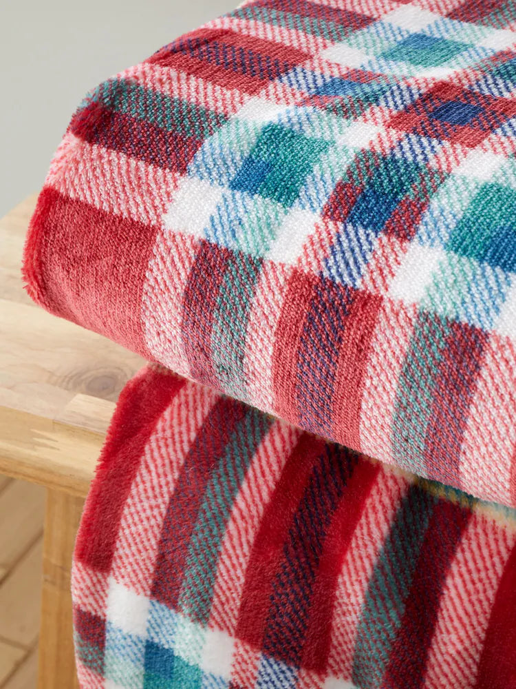Catherine Lansfield Red Soft and Cosy Kelso Check Throw