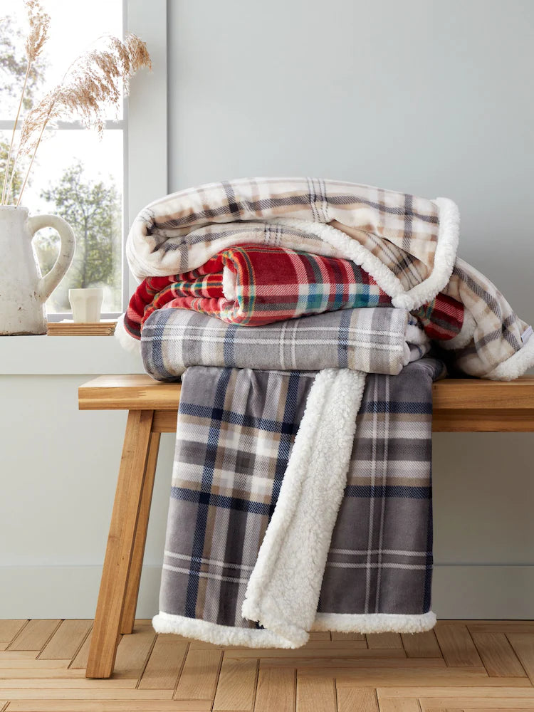 Catherine Lansfield Red Soft and Cosy Kelso Check Throw