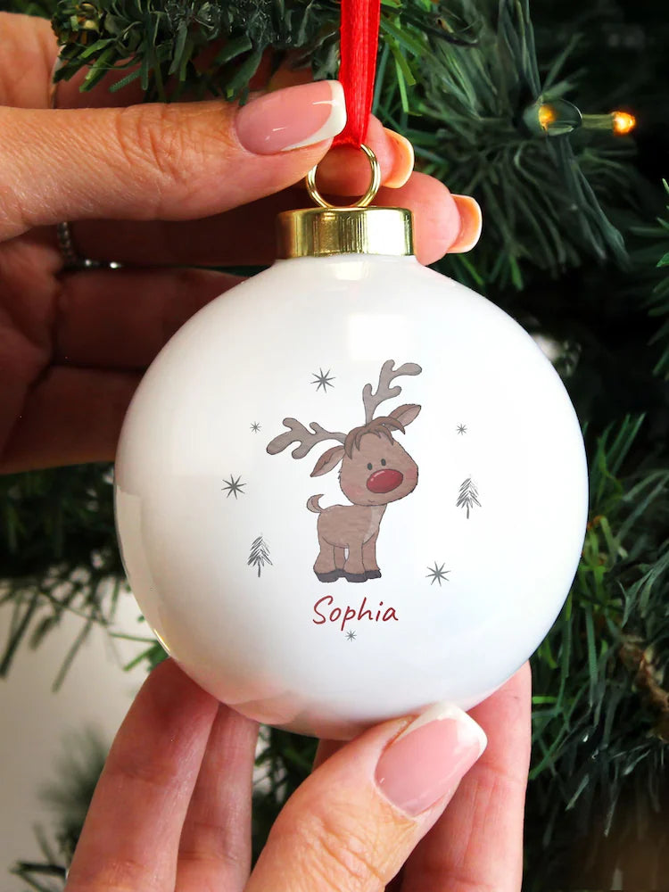 Personalised Little Reindeer Christmas Bauble by PMC