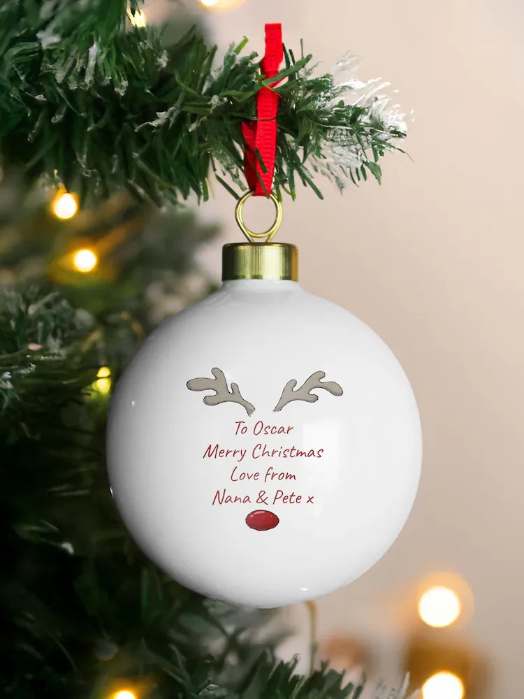 Personalised Little Reindeer Christmas Bauble by PMC