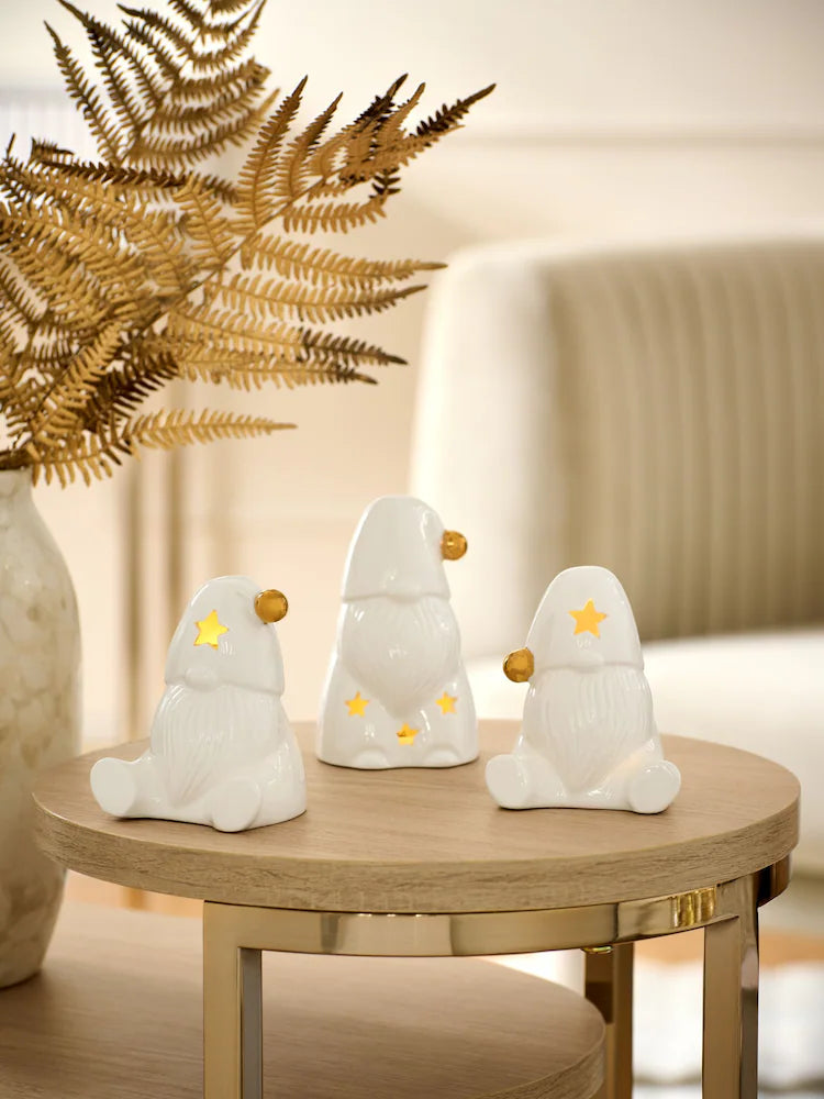 Set of 3 White Light Up Gonk Ornaments