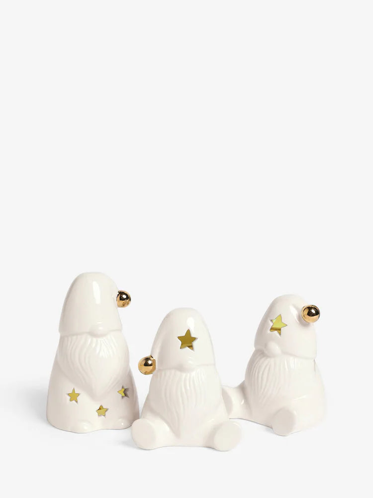 Set of 3 White Light Up Gonk Ornaments