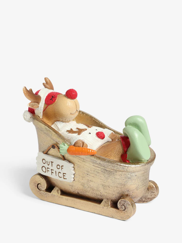 Green Reindeer Sleigh Christmas Ornament