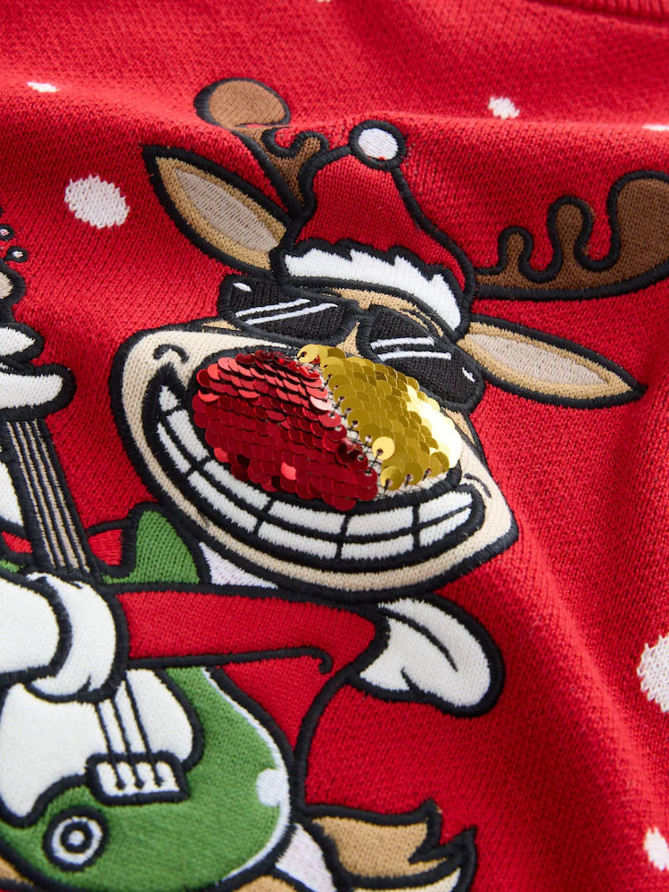 Red Reindeer Christmas Jumper (3-16yrs)