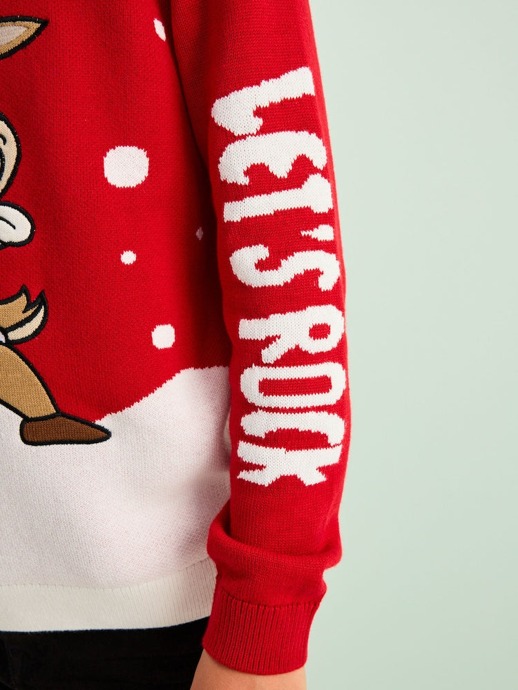 Red Reindeer Christmas Jumper (3-16yrs)