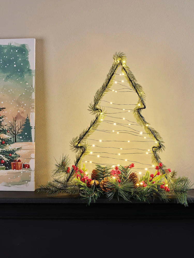 Lumineo Lit Berry Table Top Christmas Tree Decoration