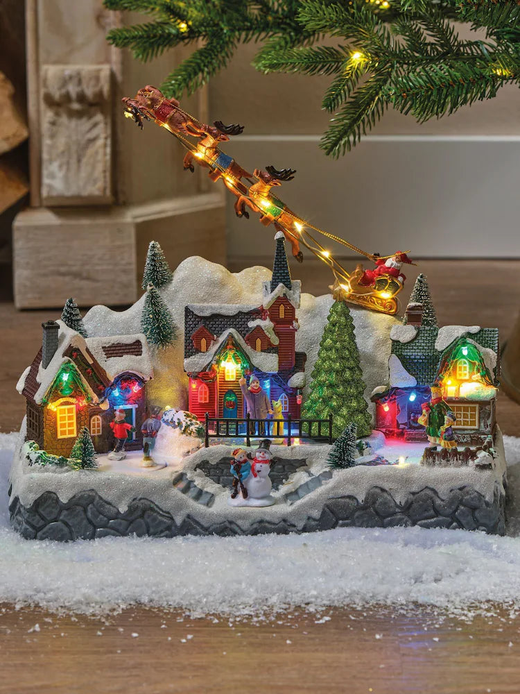 Lumineo LED Moving Christmas Scene With Train and Santa Christmas Decorations
