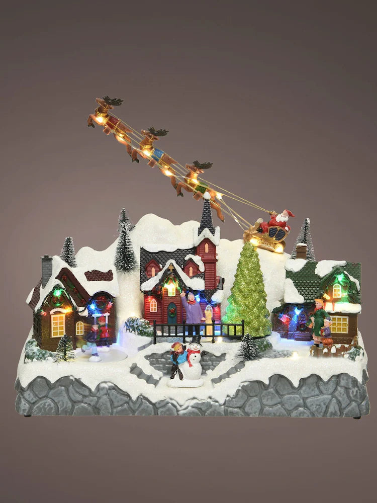 Lumineo LED Moving Christmas Scene With Train and Santa Christmas Decorations