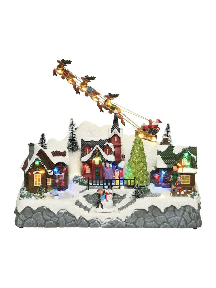 Lumineo LED Moving Christmas Scene With Train and Santa Christmas Decorations