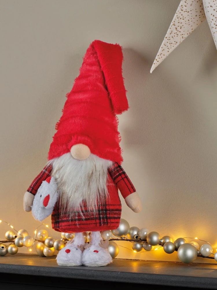 Decoris Red Tartan Christmas Gonk Small Plush Ornament
