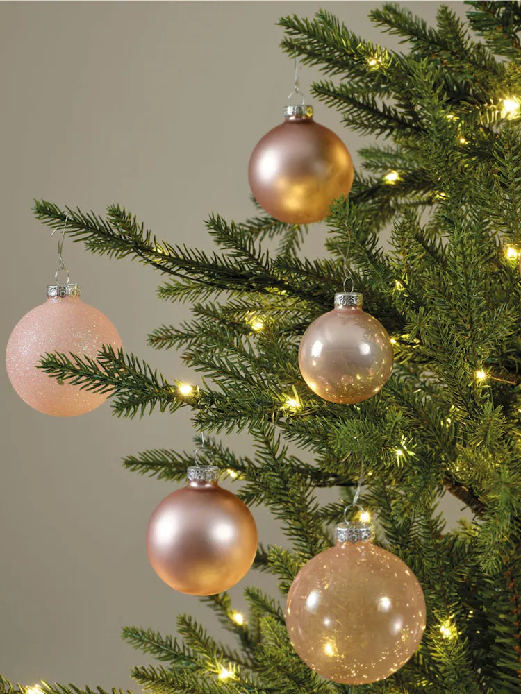 Decoris Pink Pack of 21 Glass Christmas Baubles