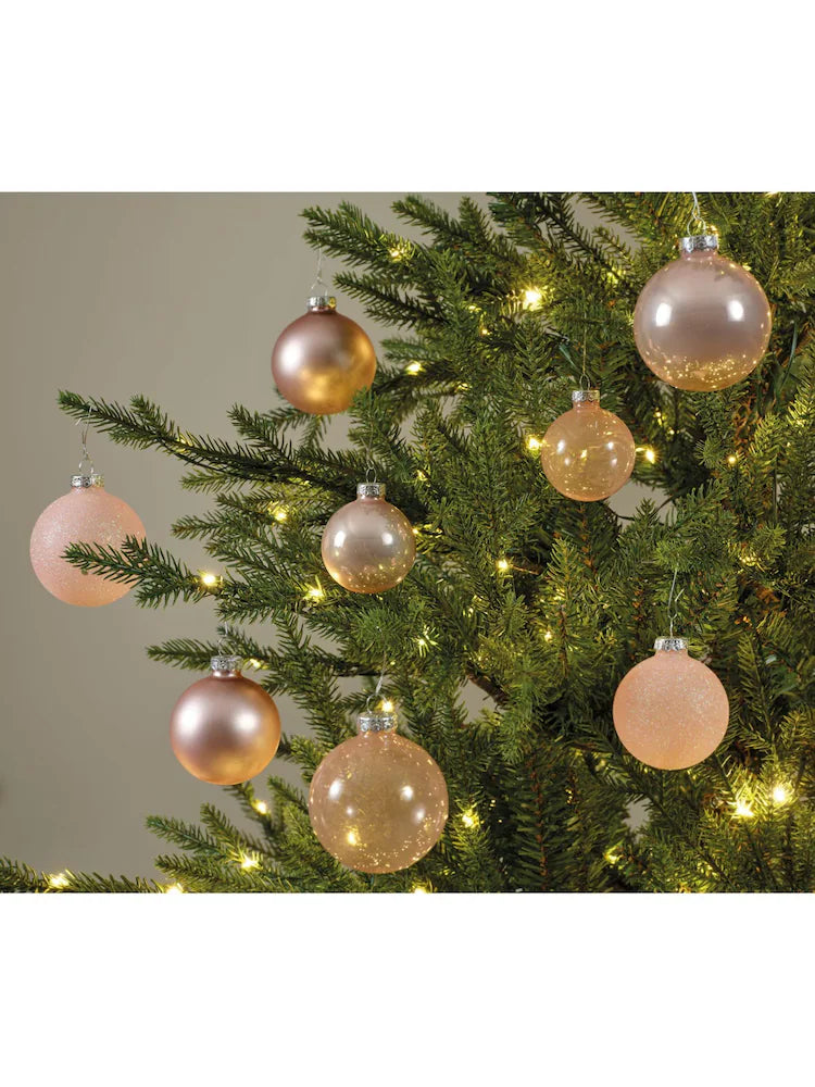 Decoris Pink Pack of 21 Glass Christmas Baubles