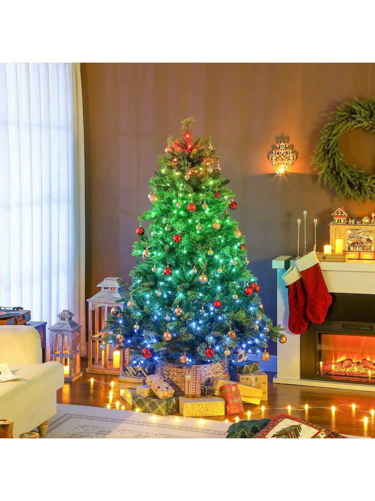 Homcom Green 7ft Prelit Christmas Tree With Colourful LED Lights