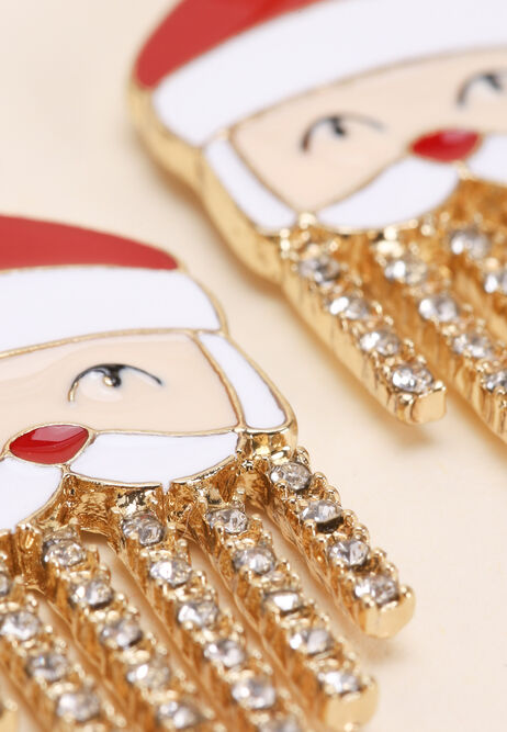 Womens Gold Santa Diamante Strand Earrings